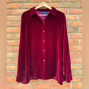 Coldwater Creek Rich Red Velvet Blouse